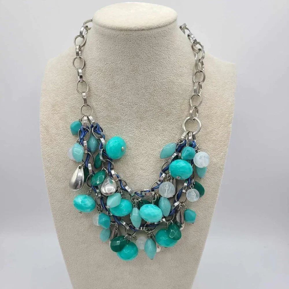 Lane Bryant Chunky Beaded Silver Tone Necklace